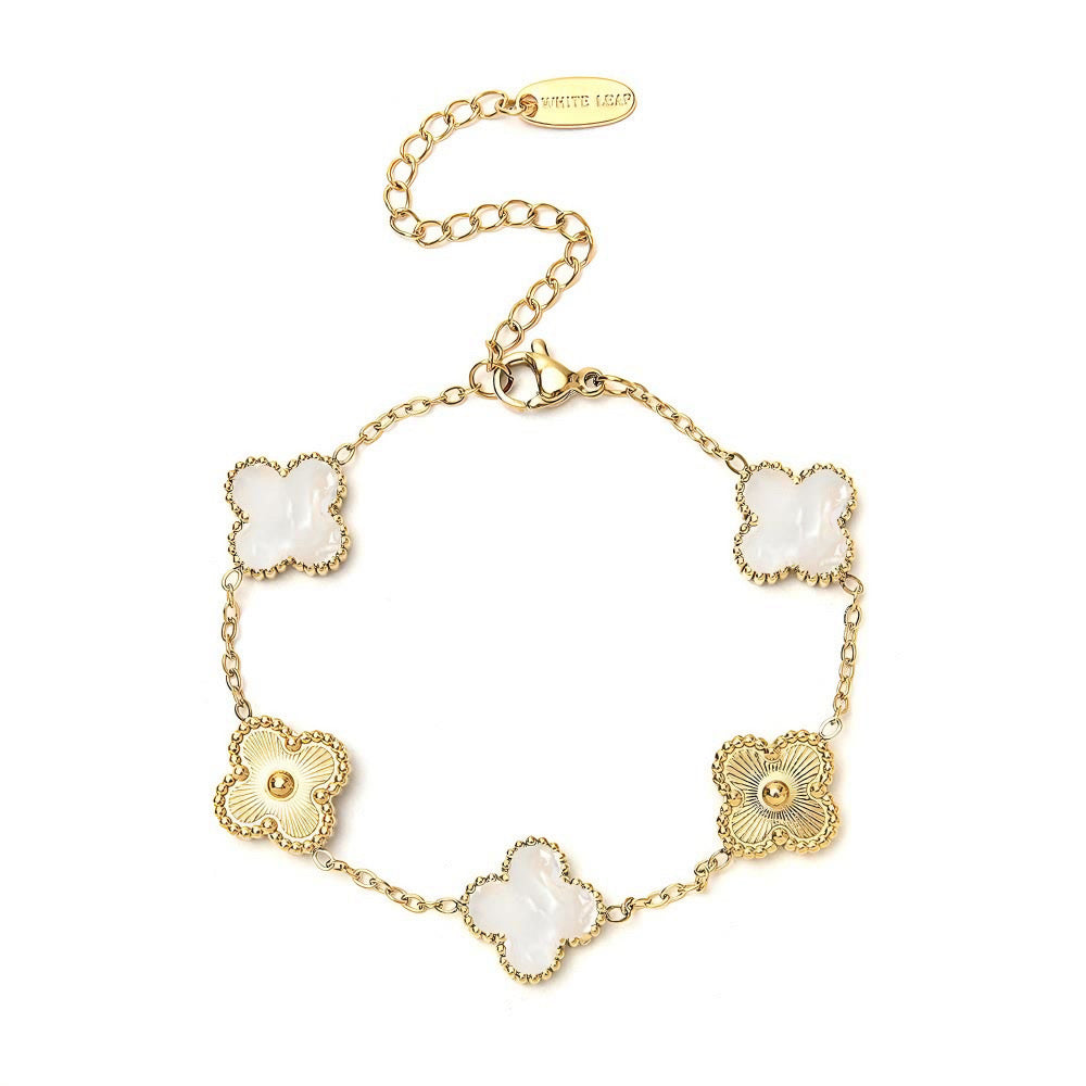 White & Gold Clover Bracelet