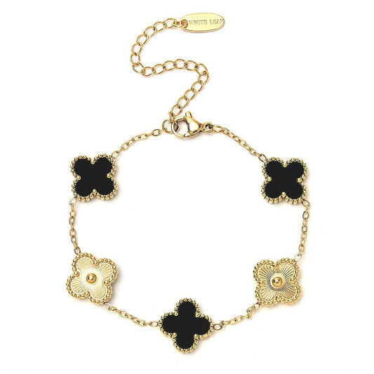 Black & Gold Clover Bracelet