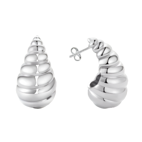 Silver Spiral Drop Earring